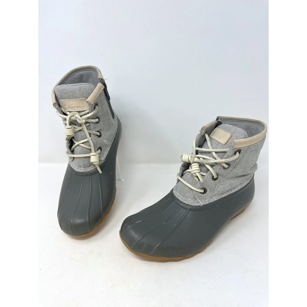 Sperry Saltwater Duck Boot Silver Grey 7